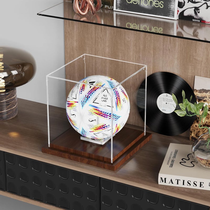 VGMiu Soccer Ball Display Case with Wood Base, Clear Acrylic Display Case Soccer Box with Removable Built-in Ball Holder for Autographed Balls, Sports Collectibles, Memorabilia Displays - Image 5
